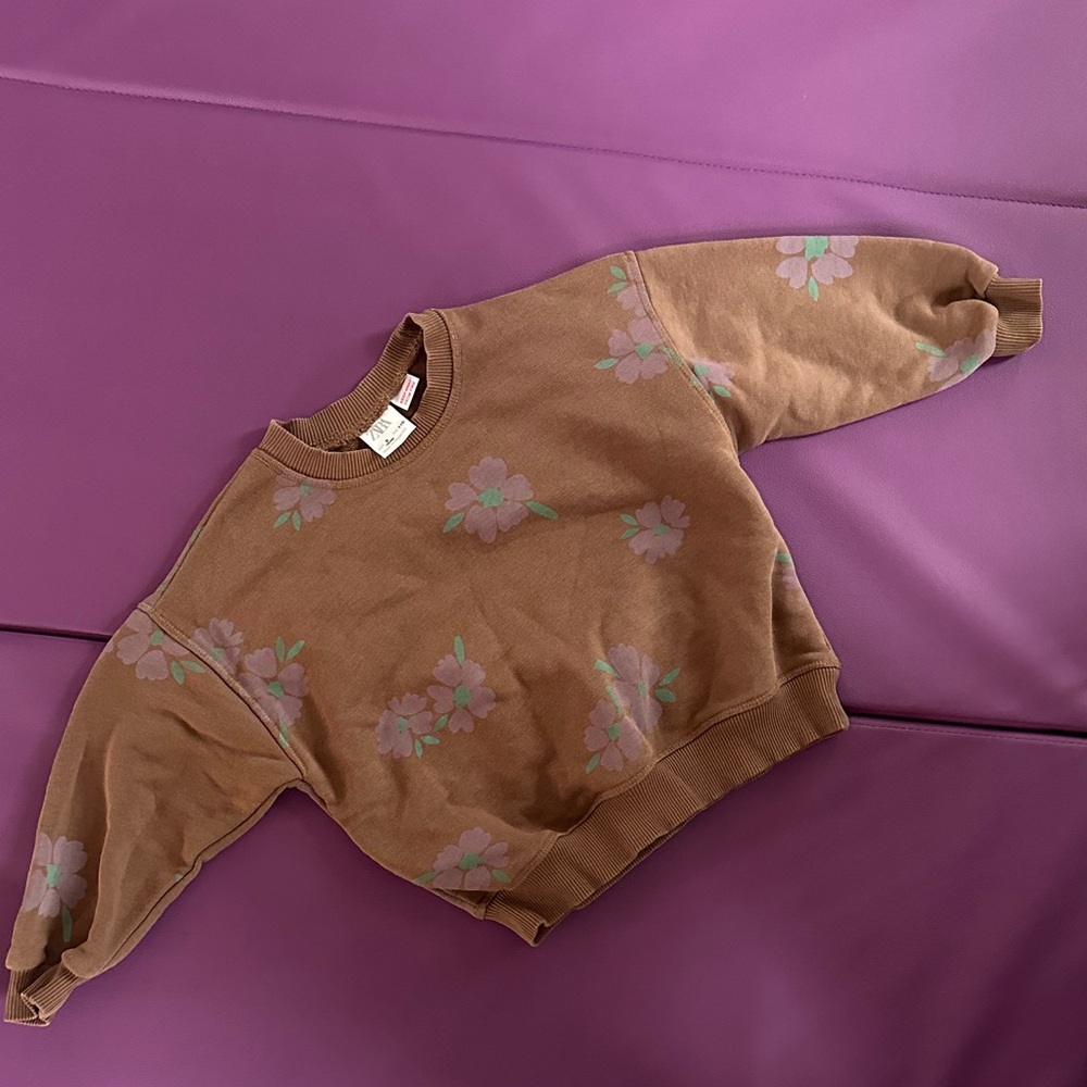 Zara Brown with Purple Flowers Sweatshirt